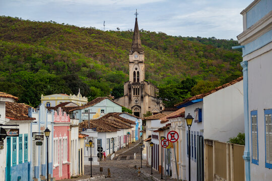 Detalhe da Cidade de Goi&aacute;s (Goi&aacute;s Velho) com Igreja Nossa Senhora do Ros&aacute;rio ao fundo.