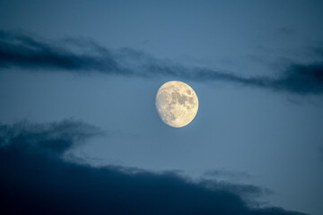The moon among the clouds, beautiful moon, full moon