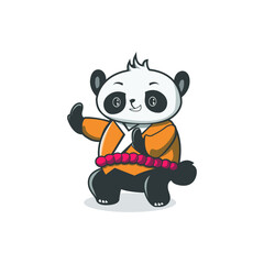 illustration of cute fighter panda vector design