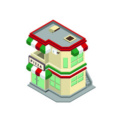 illustration of isometric pizza cafe vector design