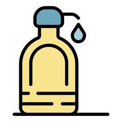 Soap dispenser bottle icon. Outline soap dispenser bottle vector icon color flat isolated