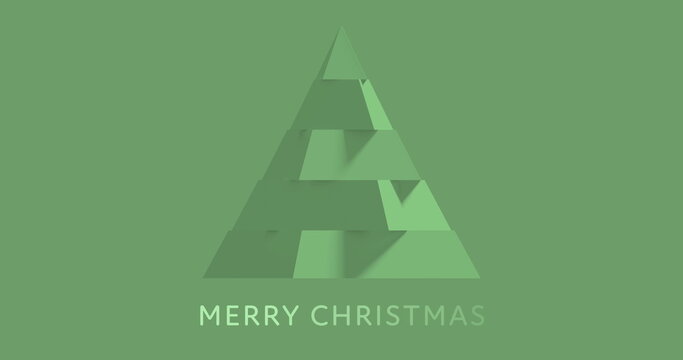 Image of the words Merry Christmas & Happy New Year and Christmas tree on green background