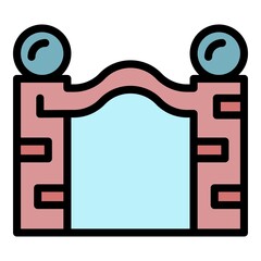 Brick arch gates icon. Outline brick arch gates vector icon color flat isolated