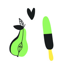 Hand drawn seamless pattern with ice cream. Vector artistic drawing food. Summer fashion illustration
