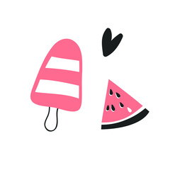 Hand drawn seamless pattern with ice cream. Vector artistic drawing food. Summer fashion illustration
