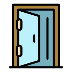 Door to the street icon. Outline door to the street vector icon color flat isolated
