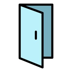 Ajar door icon. Outline ajar door vector icon color flat isolated