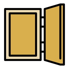 Open door to yourself icon. Outline open door to yourself vector icon color flat isolated