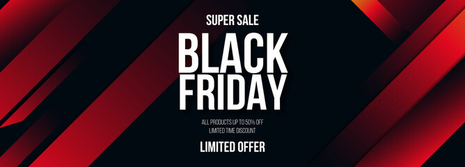 Abstract Red Banner Super Sale Black Friday