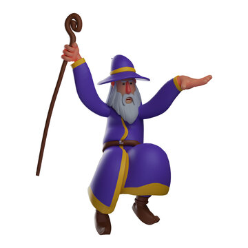 3D Witch Cartoon Character showing weird poses