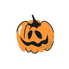 Set of hand drawn vegetables. Vector artistic drawing food. Halloween illustration pumpkin