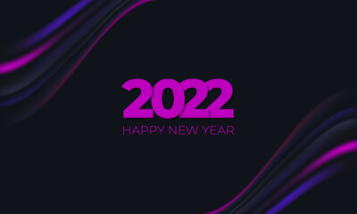 Happy new 2022 year dark color festive background. New year design template for holiday flyer, greeting and invitation. Vector illustration