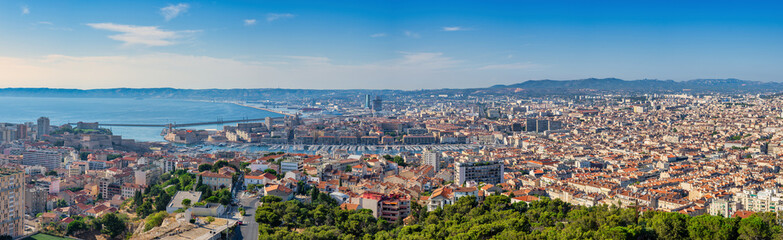 Fototapeta na wymiar Marseille France, panorama city skyline at Vieux Port