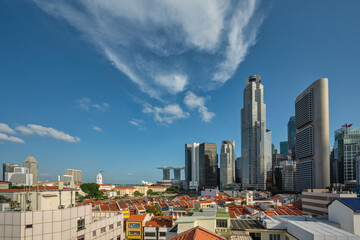 Singapore city skyline at Boat Quay and Clarke Quay waterfront business district