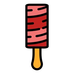 Cylindrical icecream icon. Outline cylindrical icecream vector icon color flat isolated