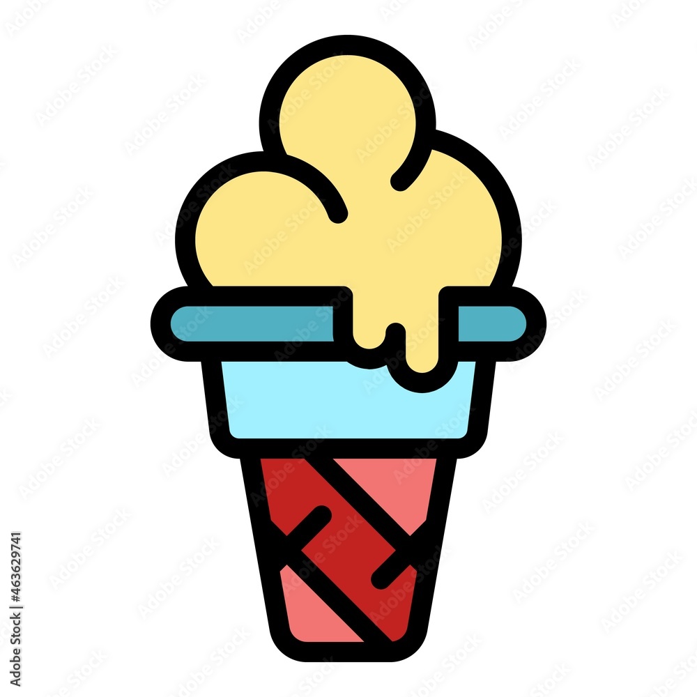 Sticker Thawed ice cream icon. Outline thawed ice cream vector icon color flat isolated - Stickers