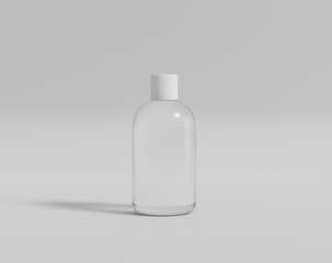 The blank transparent water bottle in the empty background