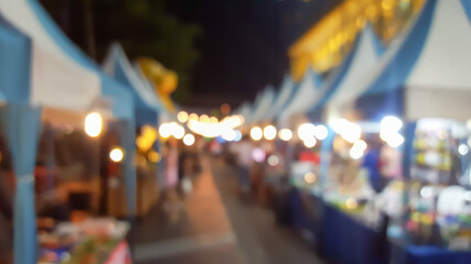 blurred walking street at night market after lockdown, Bangkok, Thailand