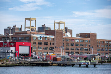 A view of the Brooklyn Navy Yard from the East River in New York City