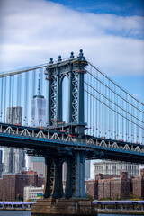 A view of Manhattan Bridge from the East River in New York City