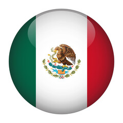 Mexico 3D Rounded Country Flag button Icon