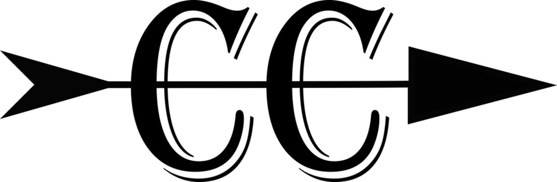 Cross Country CC running team logo with an arrow all in black