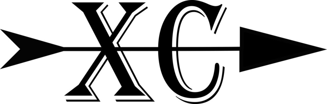 Black cross country running logo XC with black arrow