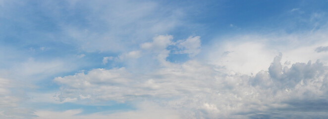 Blue sky with small cumulus clouds on a sunny day
