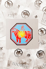 chinese astrology with the astrological sign of tiger like china year of tiger concept