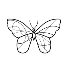 Abstract wave butterfly line icon, isolated on the white. Vector