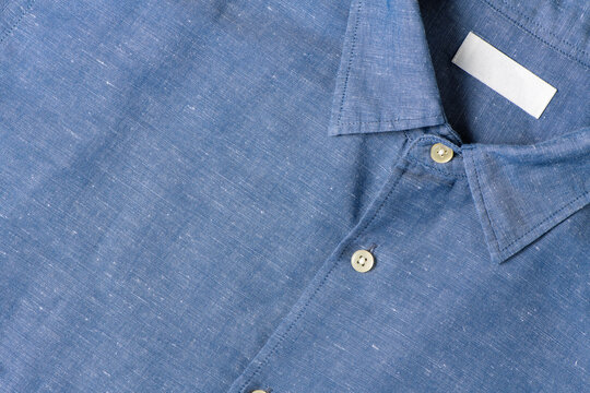 Blue Cotton Linen Shirt, Textile Cloth