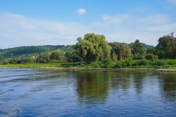 Fototapeta na wymiar The river Elbe and the Elbe meadows near Pirna 