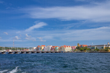 Fototapeta na wymiar Emma Queen Bridge in the city of Willemstad. Curacao