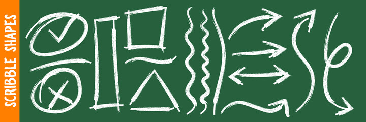 chalk arrows, shapes and circles vector