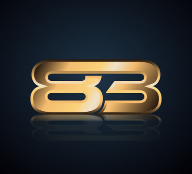 Simple Numbers Logo Vector Gold Metallic On Dark Background 83