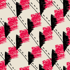 Vector black red blots white ivory repeat pattern