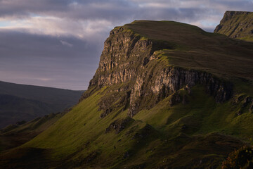 Quiraing - Isle of Skye, Scotland. Sunrise over the Landslip, Fall 2021, UK. 
