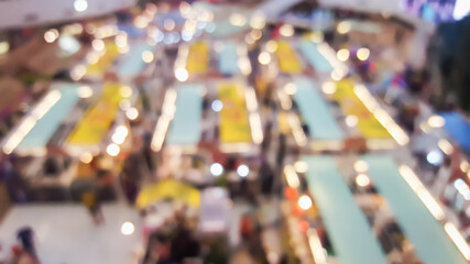 blurred walking street at night market after lockdown, Bangkok, Thailand