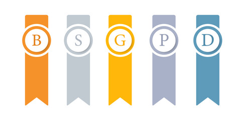 Bronze Silver Gold Platinum Diamond levels icon set. Clipart image isolated on white background