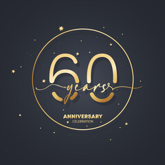 60 years anniversary logo template. 60th birthday, wedding anniversary icon. Trendy symbol image. Vector EPS 10. Isolated on background - obrazy, fototapety, plakaty