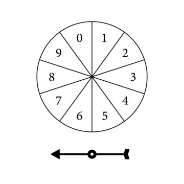 Probability spinner with numbers and arrow template. Clipart image