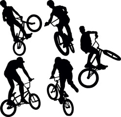 Vector image of a cyclist on BMX performing extreme tricks