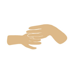 Two woman hands minimal icon. Elegant female arms gesture. Human finger touch or hold something pose vector