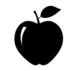 Black apple as icon on the white background. Vector