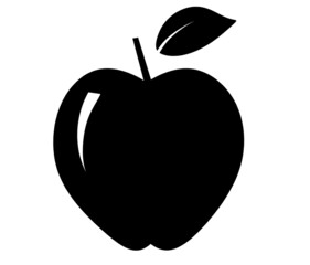 Black apple as icon on the white background. Vector