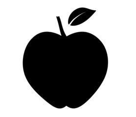 Black apple as icon on the white background. Vector