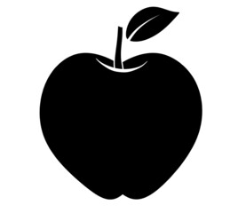 Black apple as icon on the white background. Vector