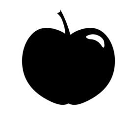Black apple as icon on the white background. Vector