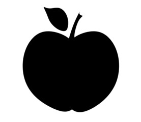 Black apple as icon on the white background. Vector