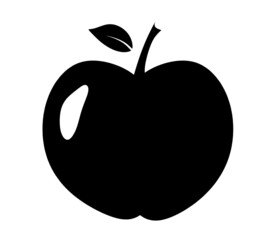Black apple as icon on the white background. Vector